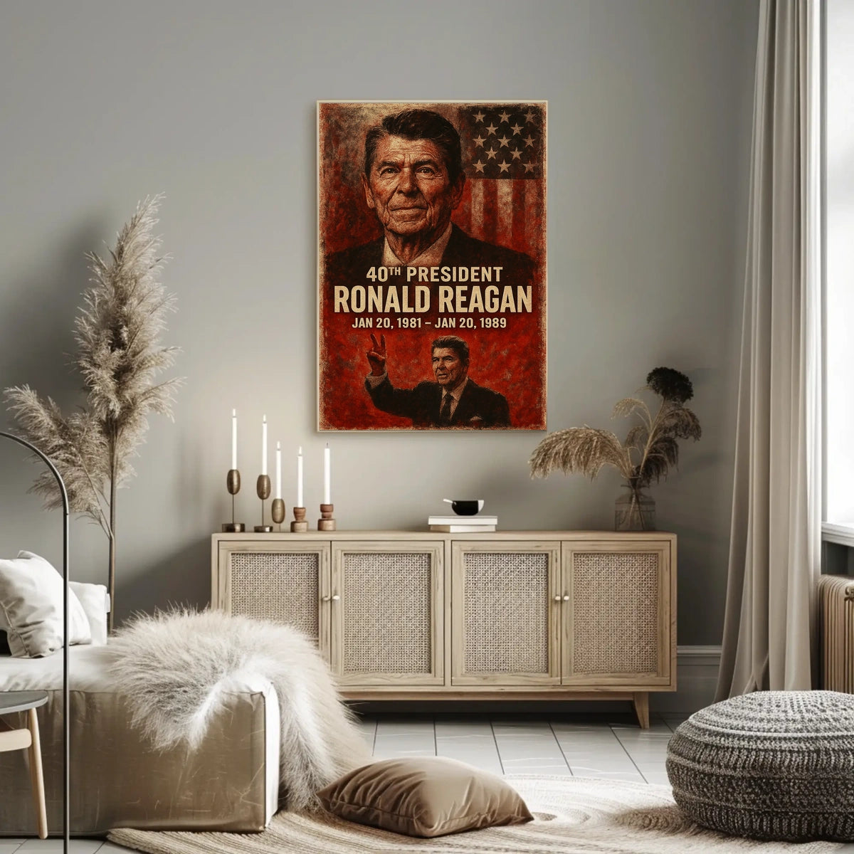 Ronald Reagan 40th President Retro 80s Poster