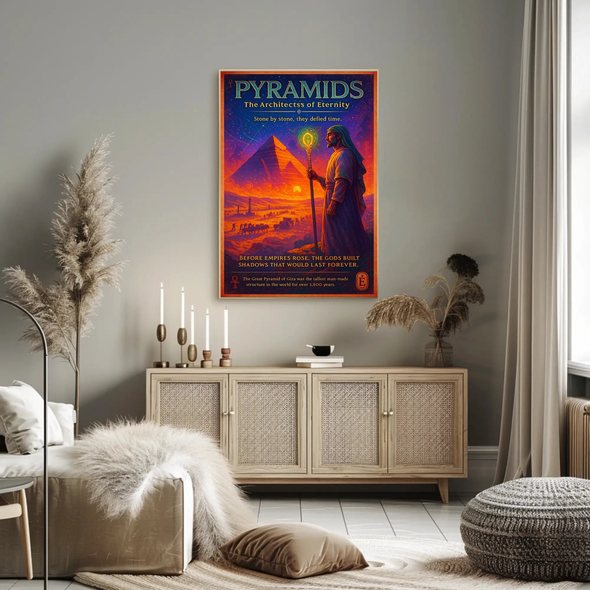 Pyramids of Giza Mystical Vintage Cultural or Heritage Poster