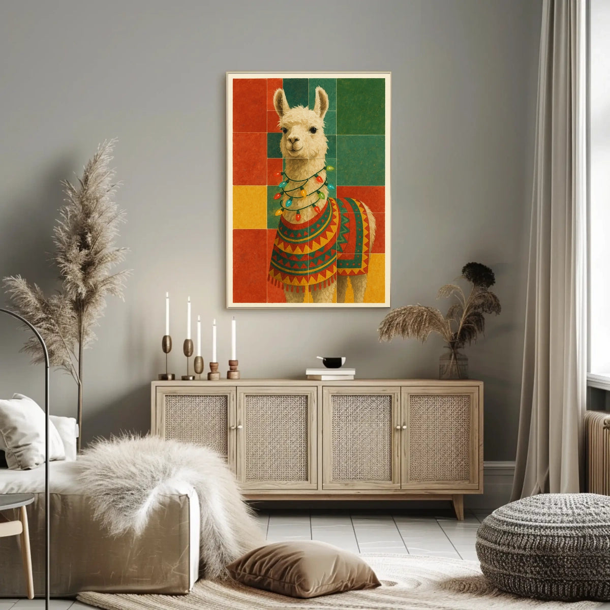 Festive Llama Celebration Poster