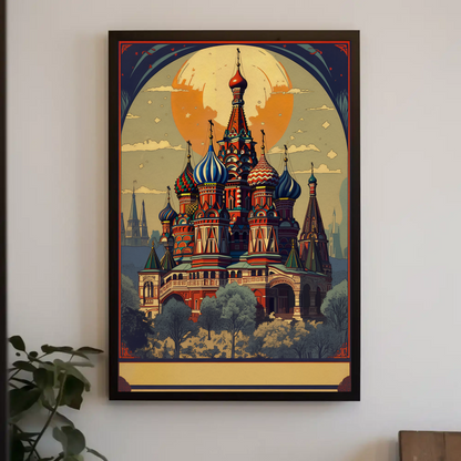 Saint Basil's Cathedral Moscow Sunset Dome Travel Poster