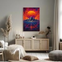 Futuristic Abstract Landscape with Synthwave Aesthetic Poster