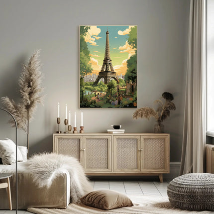 Paris Eiffel Tower Cityscape: Travel Poster