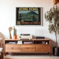 Vintage Hong Kong Poster with Night Skyline PosterGoat
