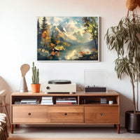 Serene Mountain Landscape Autumn Impressionistic Art Poster