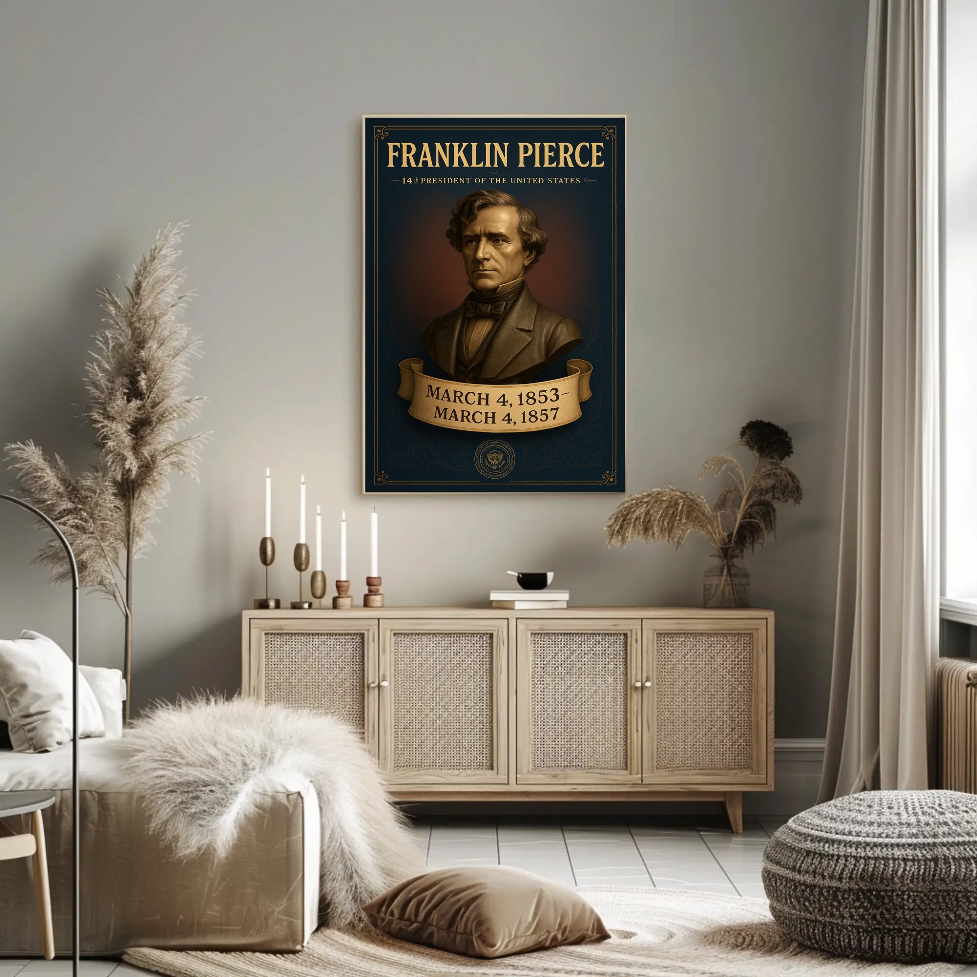 Franklin Pierce vintage presidential portrait poster PosterGoat
