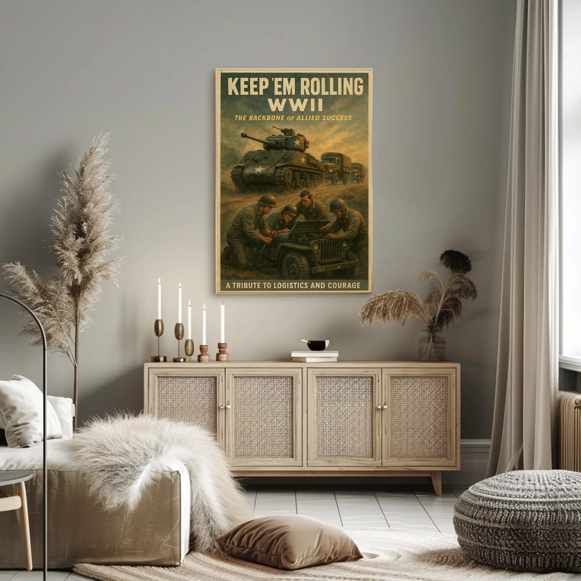 Keep 'Em Rolling: WWII Tribute Poster