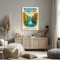 Bighorn Canyon Watercolor Art Poster: Adventure Awaits