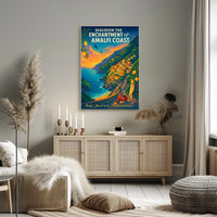 Amalfi Coast Vintage Travel Poster: Scenic Italy Art