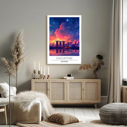 Singapore Skyline Sunset Vista Urban or Cityscape Poster