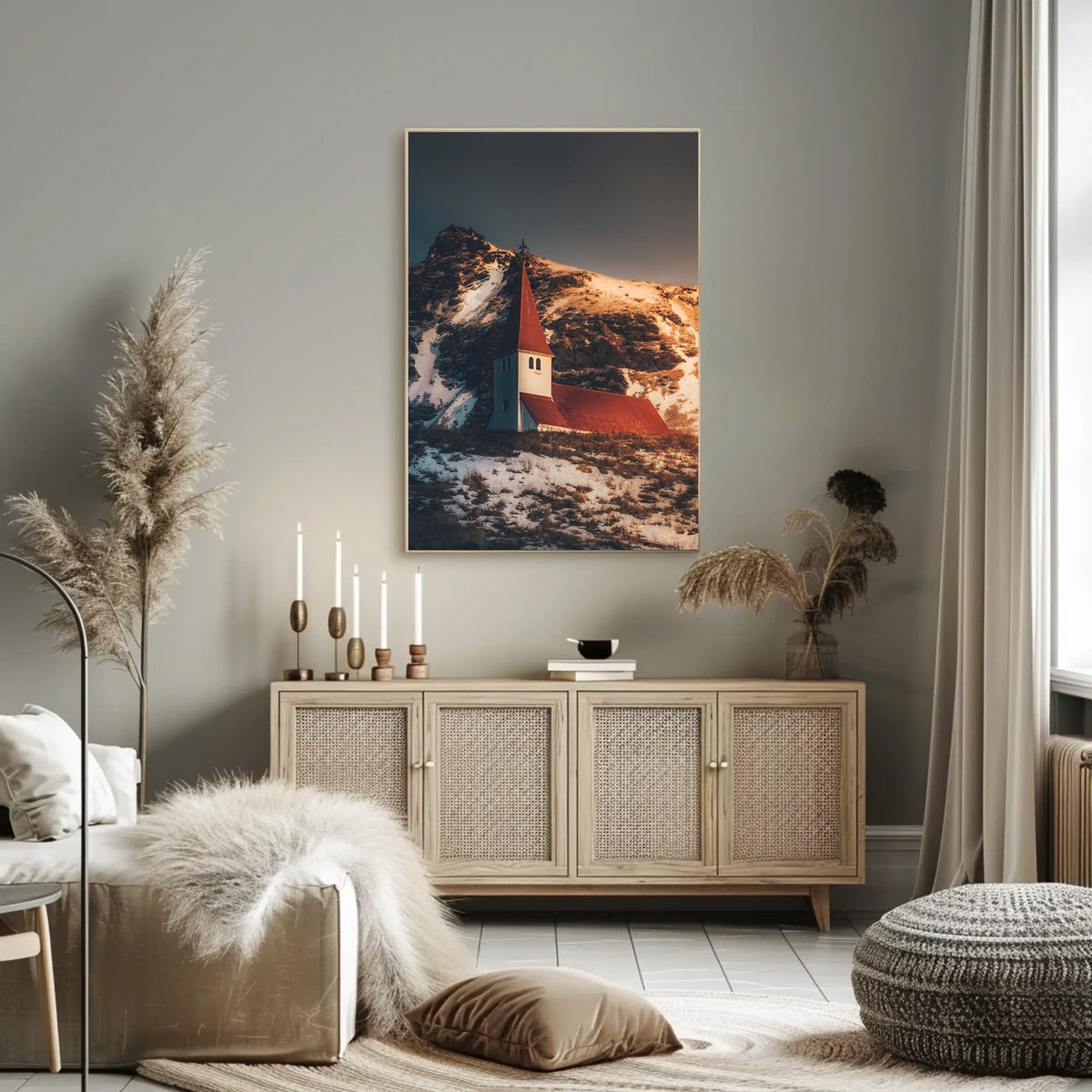 Church At Dusk In The Mountains Poster