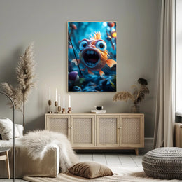 Whimsical Goldfish Adventure Cartoon Animal Poster