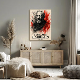 Benjamin Harrison Presidential Watercolor Art Historical Poster