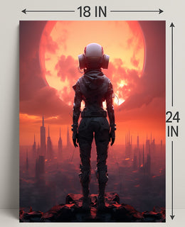 Futuristic Explorer At Sunset Poster PosterGoat