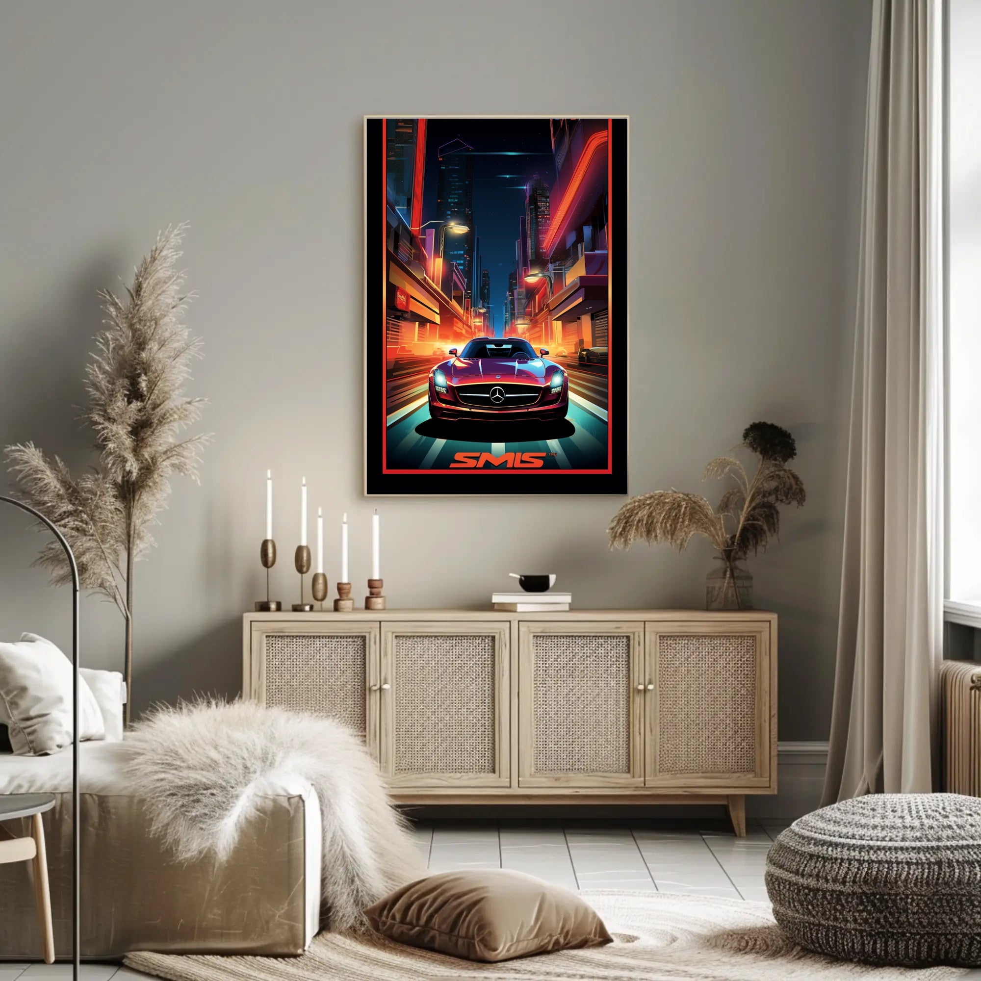 Neon Nights Drive Poster PosterGoat