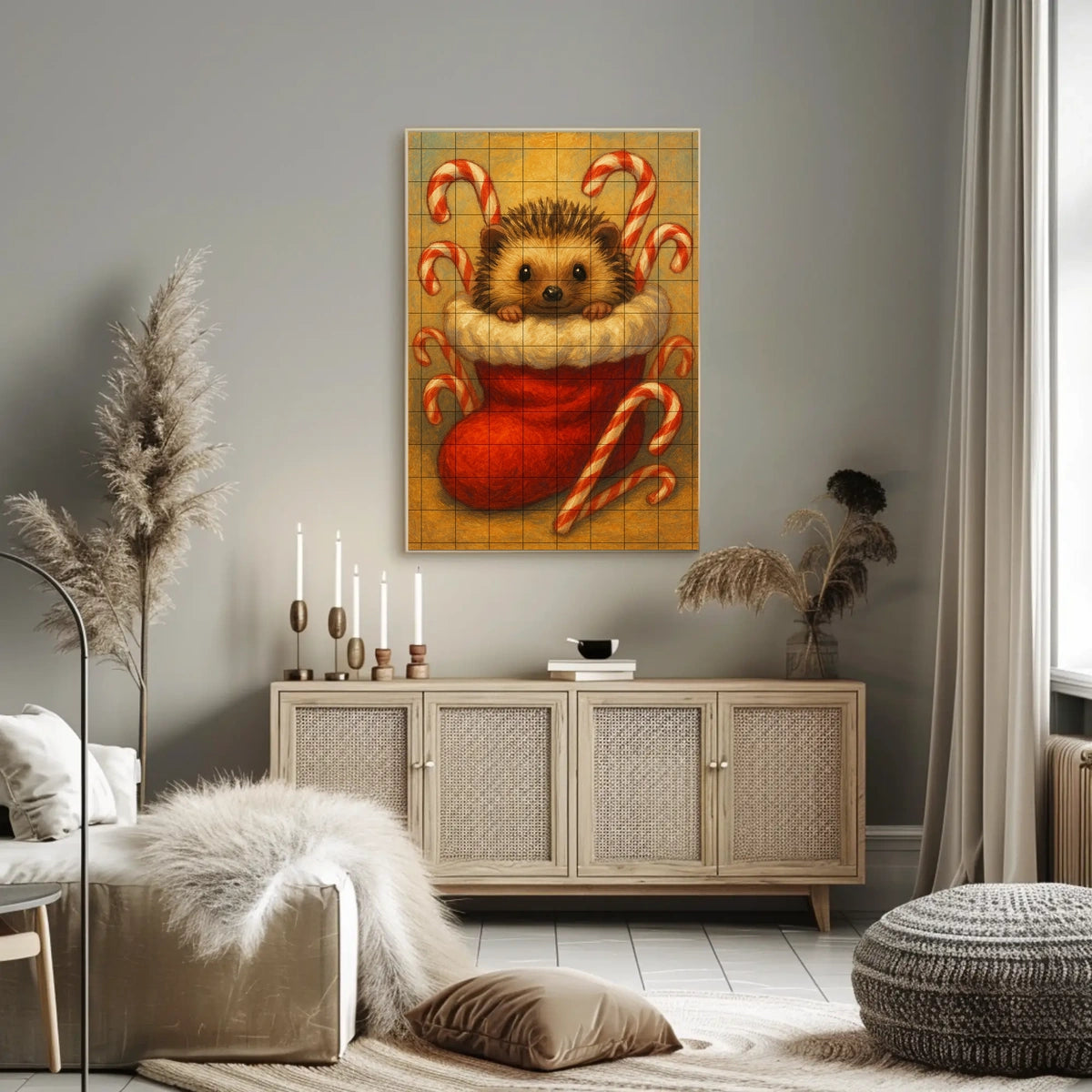 Festive Hedgehog In Stocking Poster