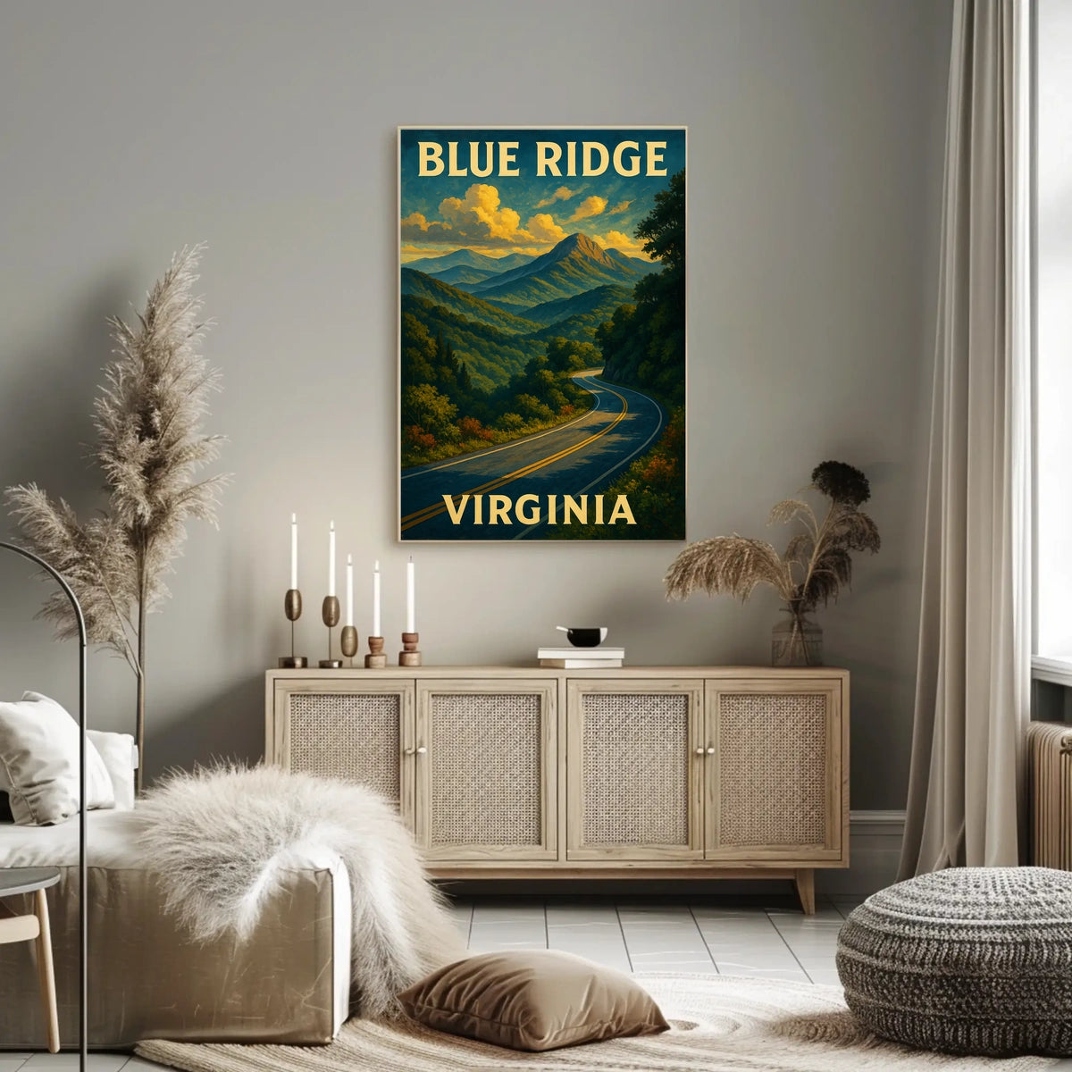 Blue Ridge Scenic Vintage Landscape Home Office Poster