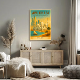 Abu Dhabi Fusion Vintage Travel Art Travel Poster