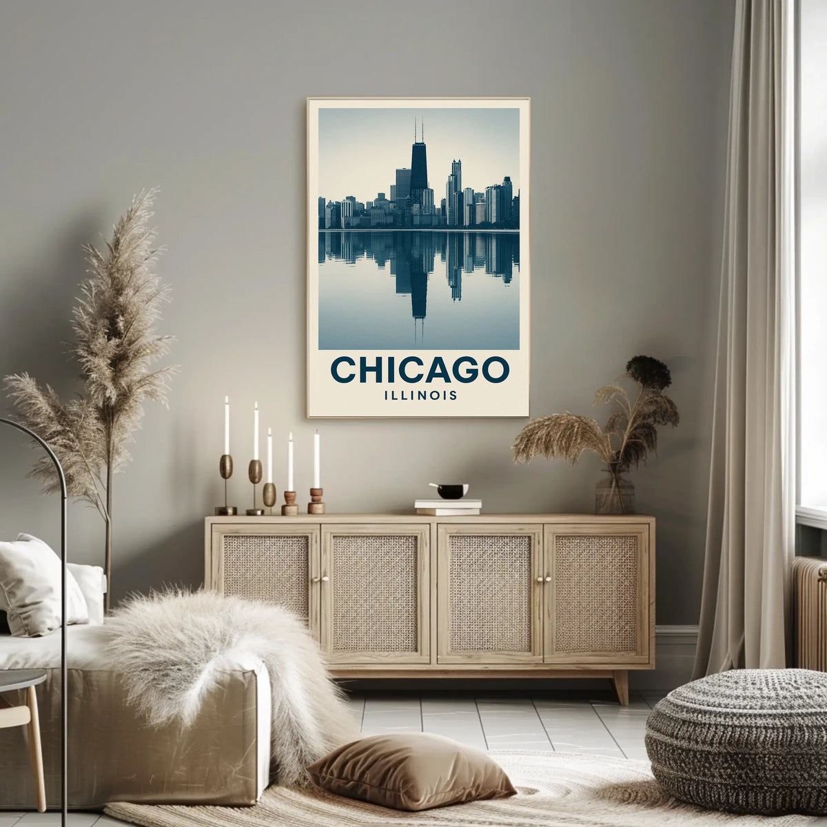 Chicago Skyline Reflection Poster