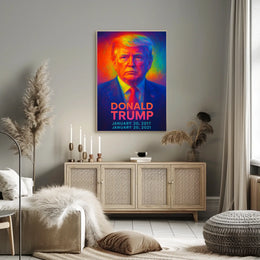 Donald Trump 45th President of the United States Neon Gradient Overlay Poster