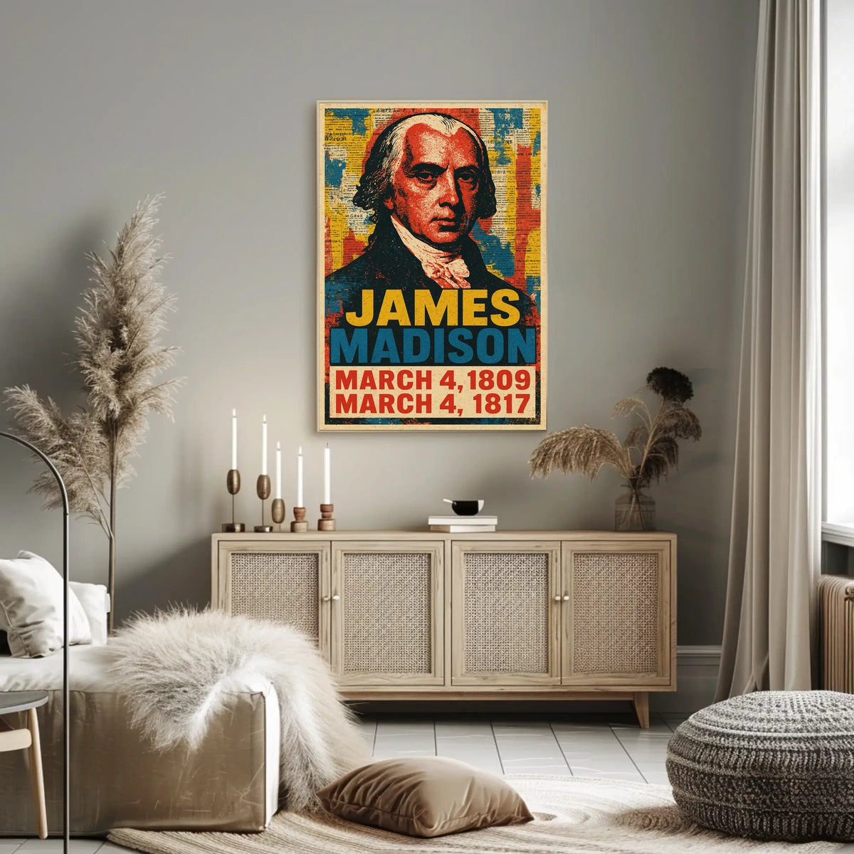 James Madison 4th President of the United States Street Art Mashup Poster