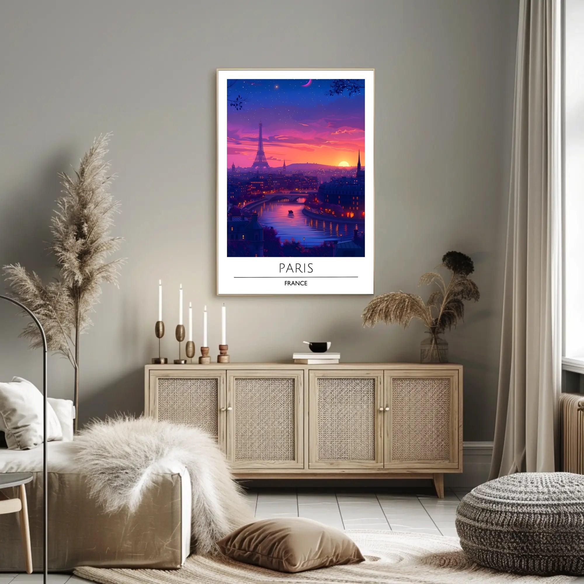 Paris Sunset with Eiffel Tower Urban or Cityscape Poster