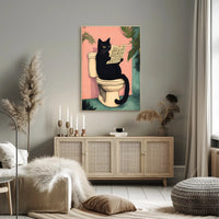 Curious Cat Poster Whimsical Bathroom Art Print