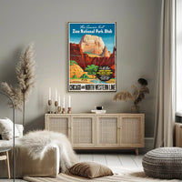 Zion National Park Vintage Travel Poster Print