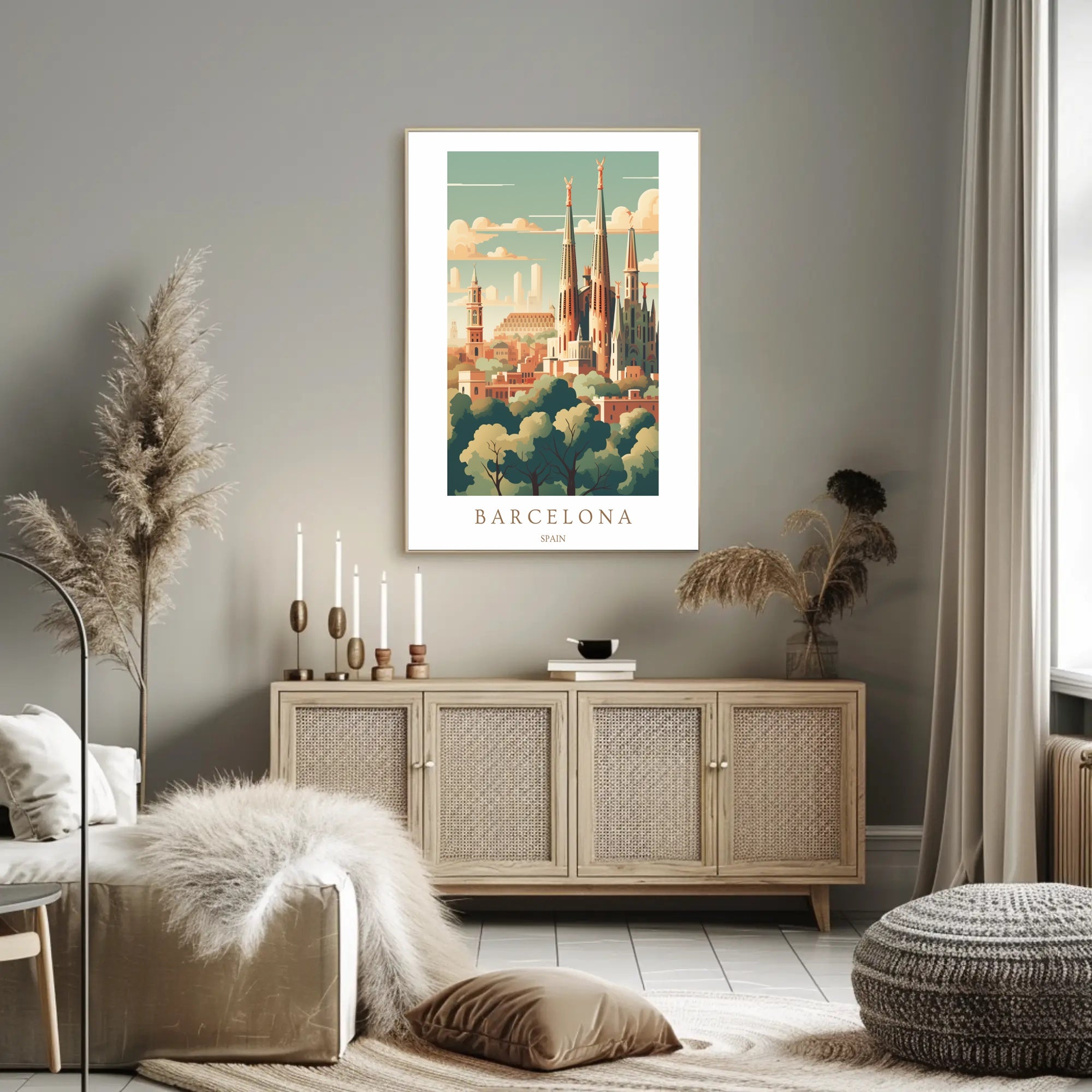 Barcelona Skyline Poster PosterGoat