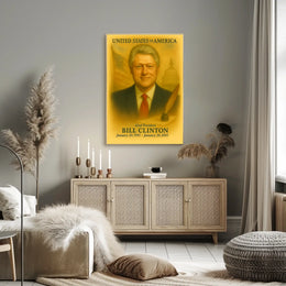 Bill Clinton 42nd President of the United States Vintage Watercolor Poster
