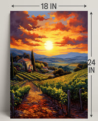 Sunset Over The Vineyard Poster