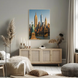 New York City Landmarks Skyline Poster Modern Wall Art