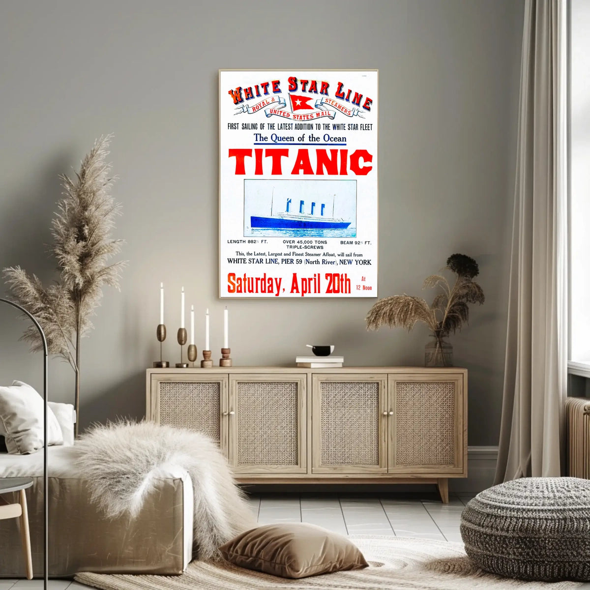 Titanic Grand Inaugural Voyage Poster Vintage Wall Art