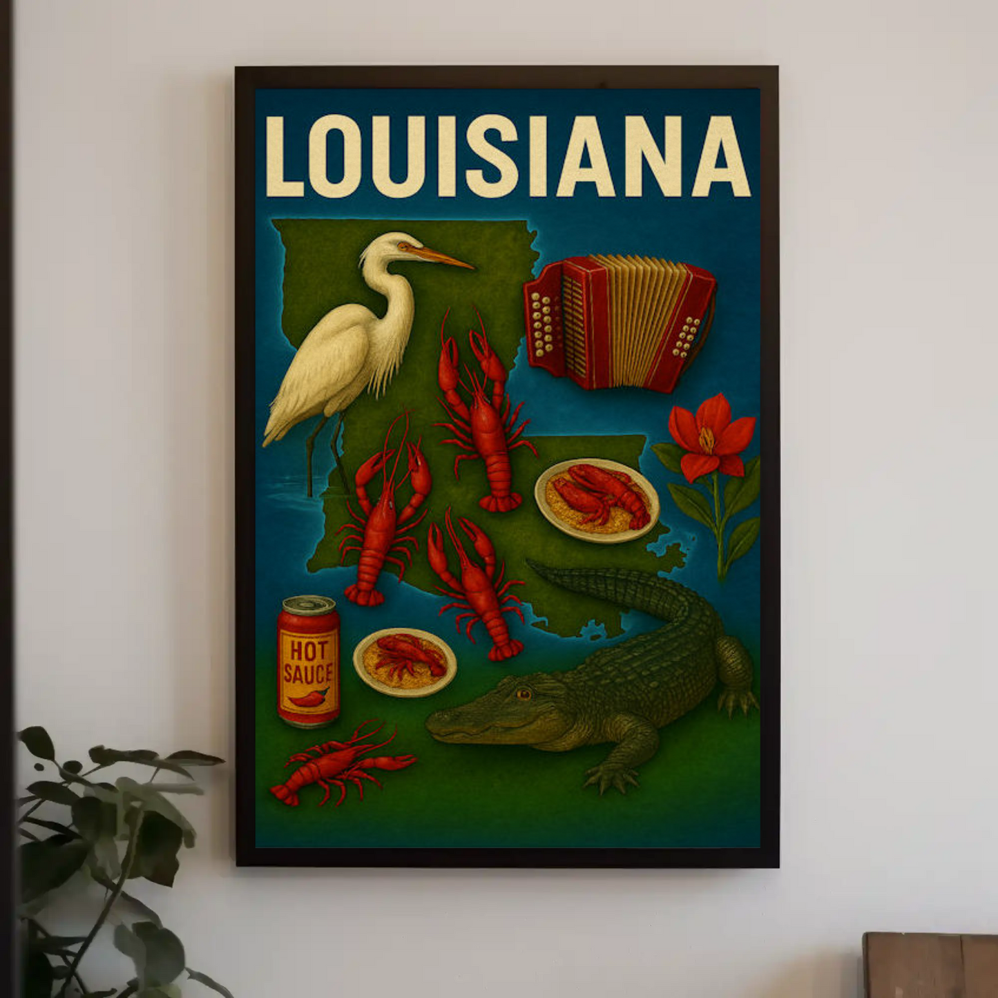 Louisiana Culture Food Music Alligator Bayou Poster