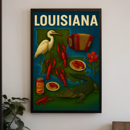 Louisiana Culture Food Music Alligator Bayou Poster