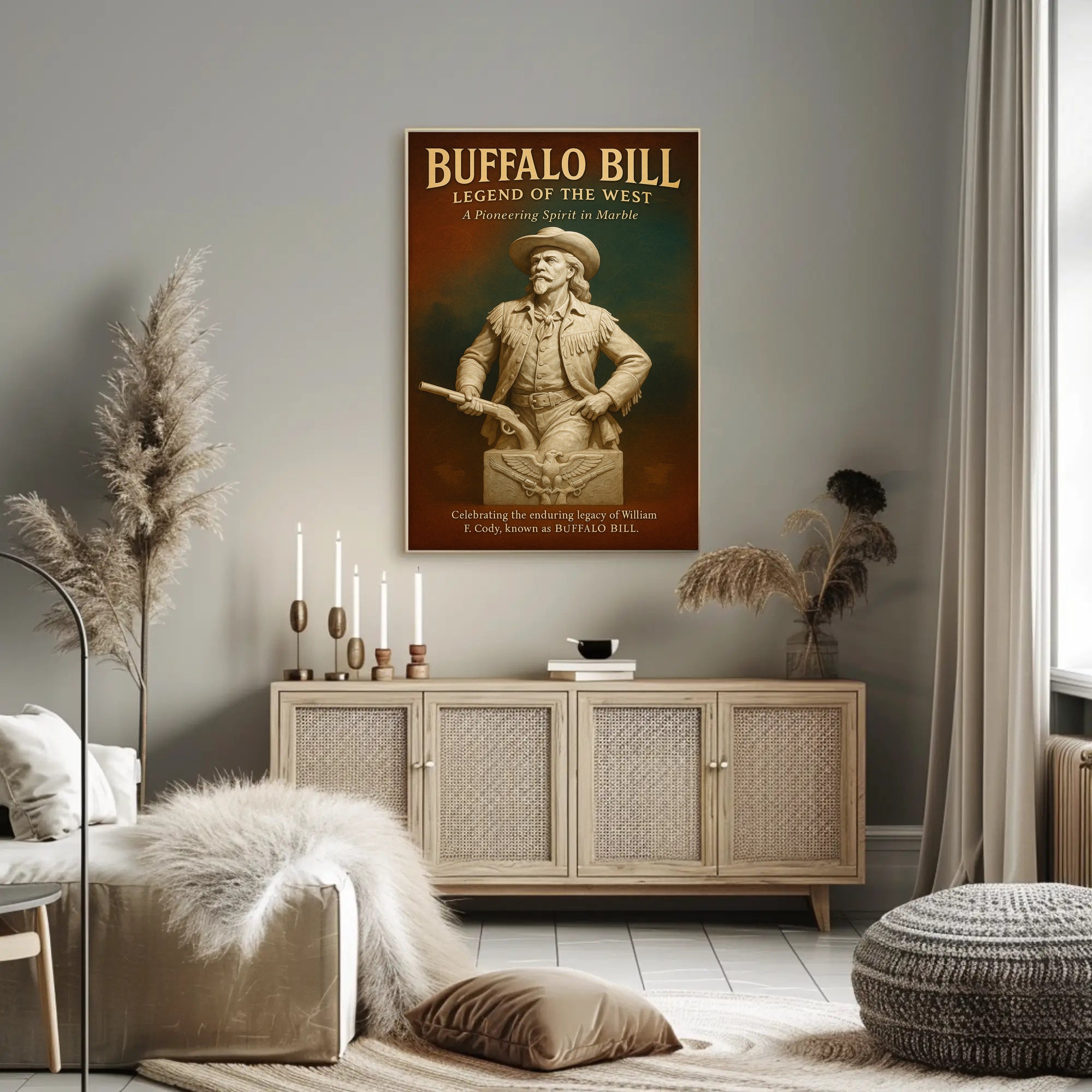 Buffalo Bill Marble Statue Poster Vintage Wall Art