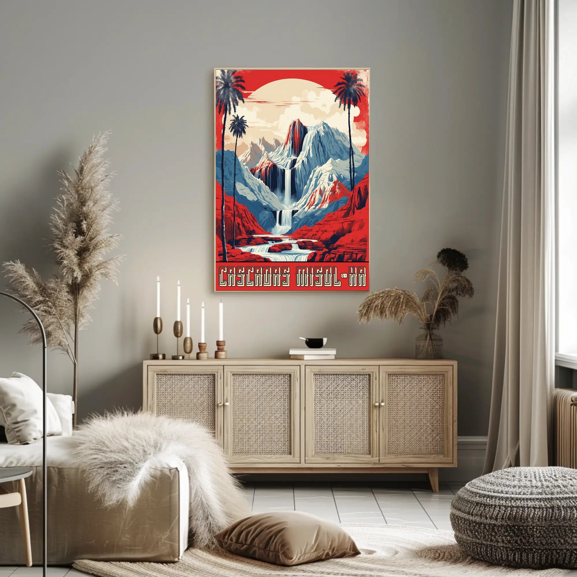 Cascadas Misol-Ha Retro Travel Poster