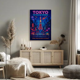 Tokyo Cityscape Neon Tradition Futurism Poster