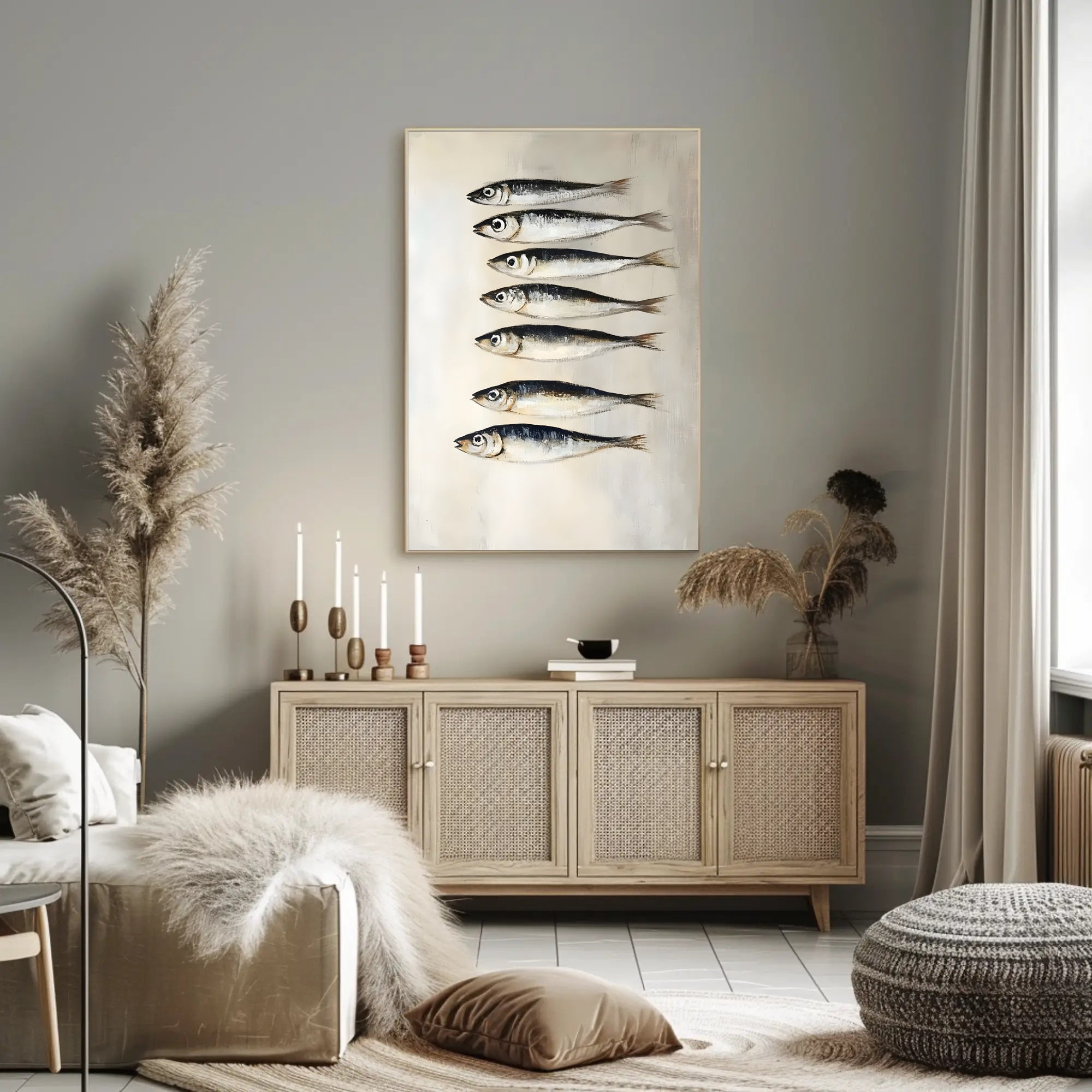 School Of Fish Poster Minimalist Coastal Wall Art