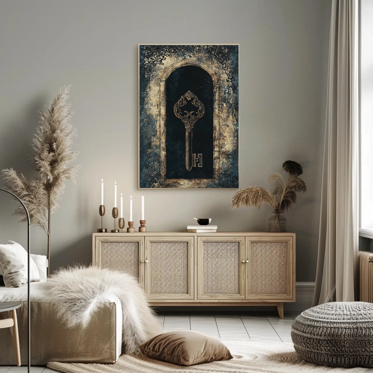Intricate Antique Key Design Gothic Heritage Poster