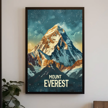 Mount Everest Himalayan Peak Snowfall Travel Poster