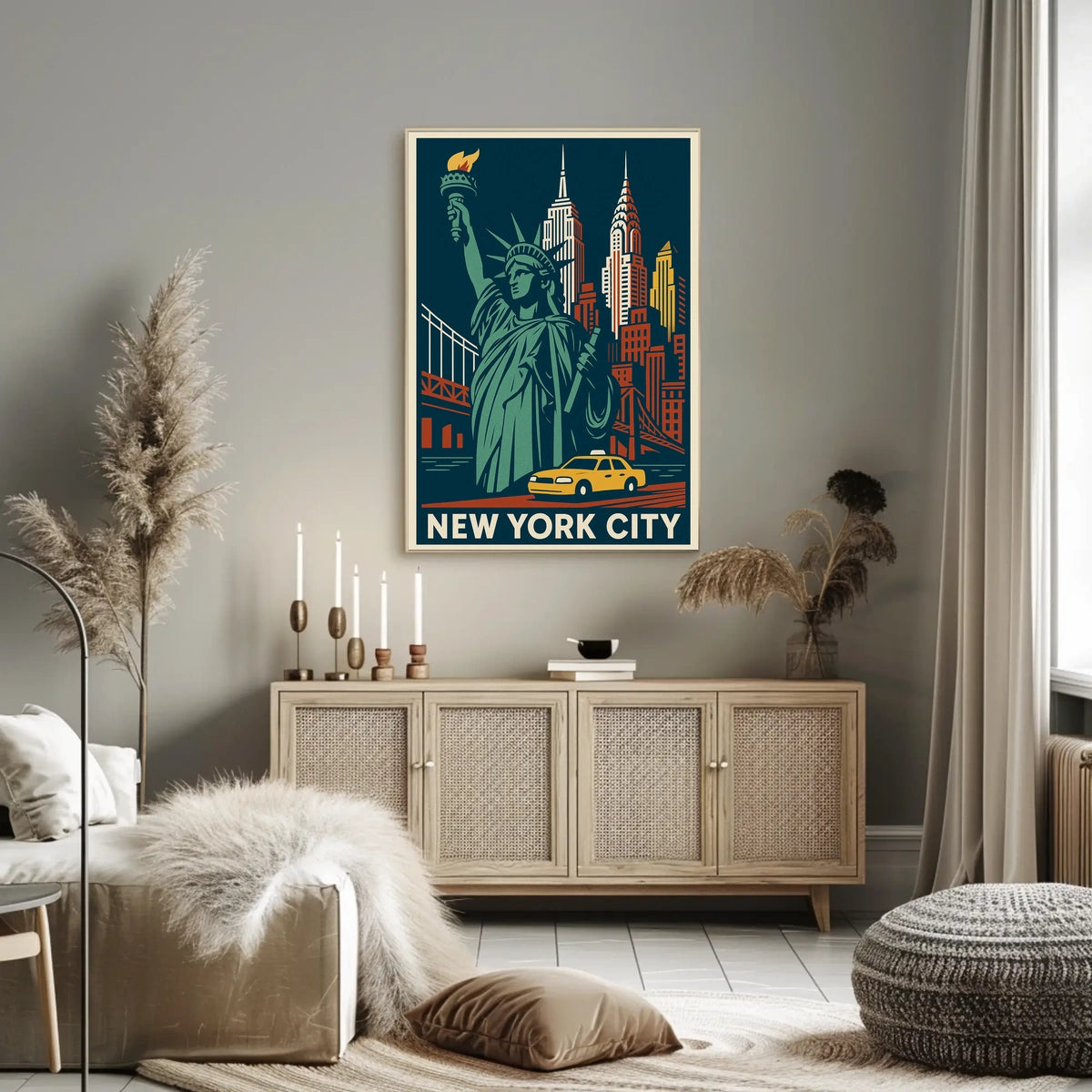 New York City Poster Vintage Travel Art Deco Wall Art