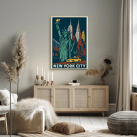 New York City Poster Vintage Travel Art Deco Wall Art
