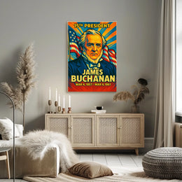James Buchanan 15th President of the United States Colorful Comic Book Style Poster