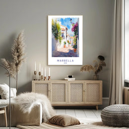 Marbella: A Picturesque Spanish Street Poster PosterGoat