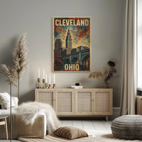 Cleveland Ohio Vintage Cityscape Souvenir Poster