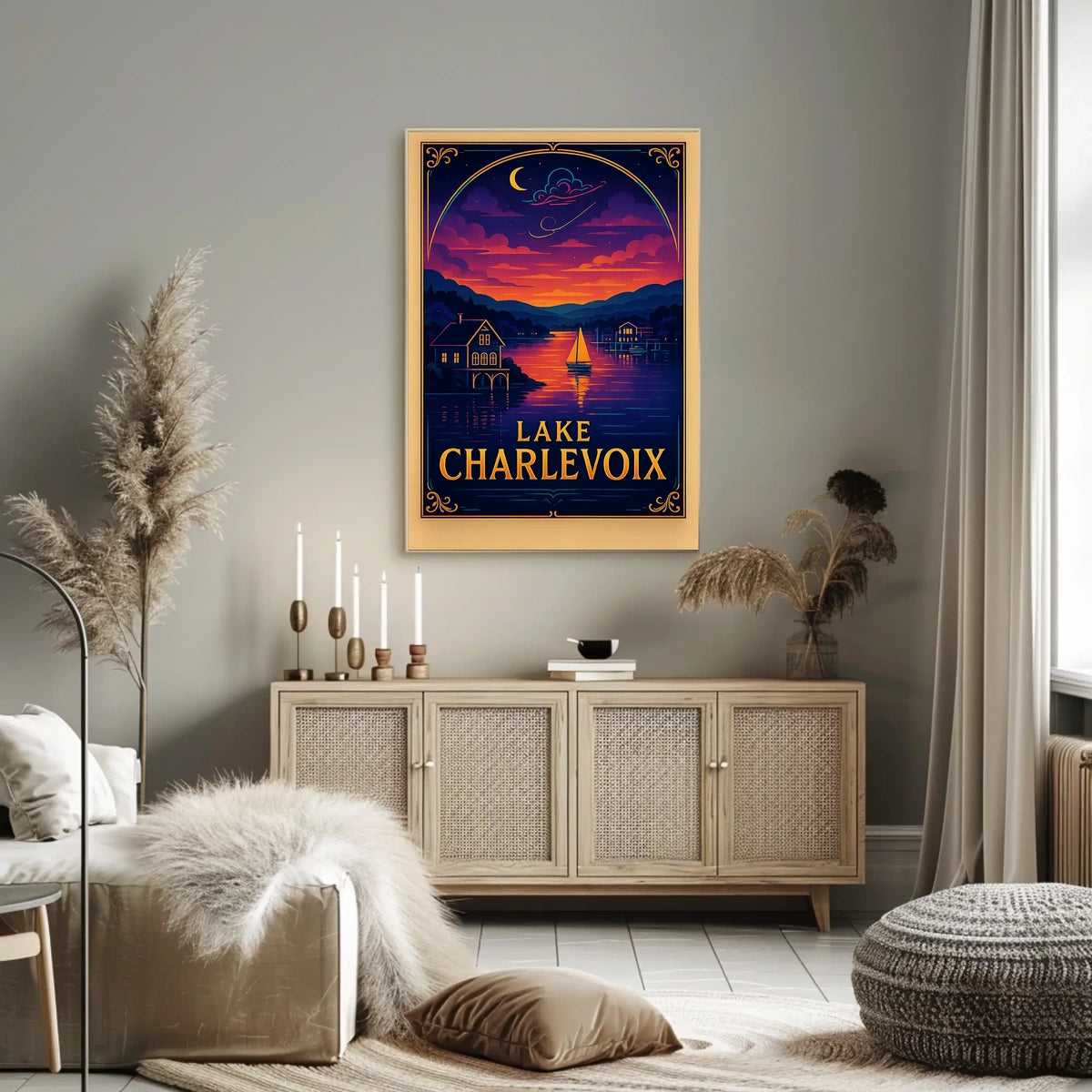 Lake Charlevoix Sunset View - Travel Poster