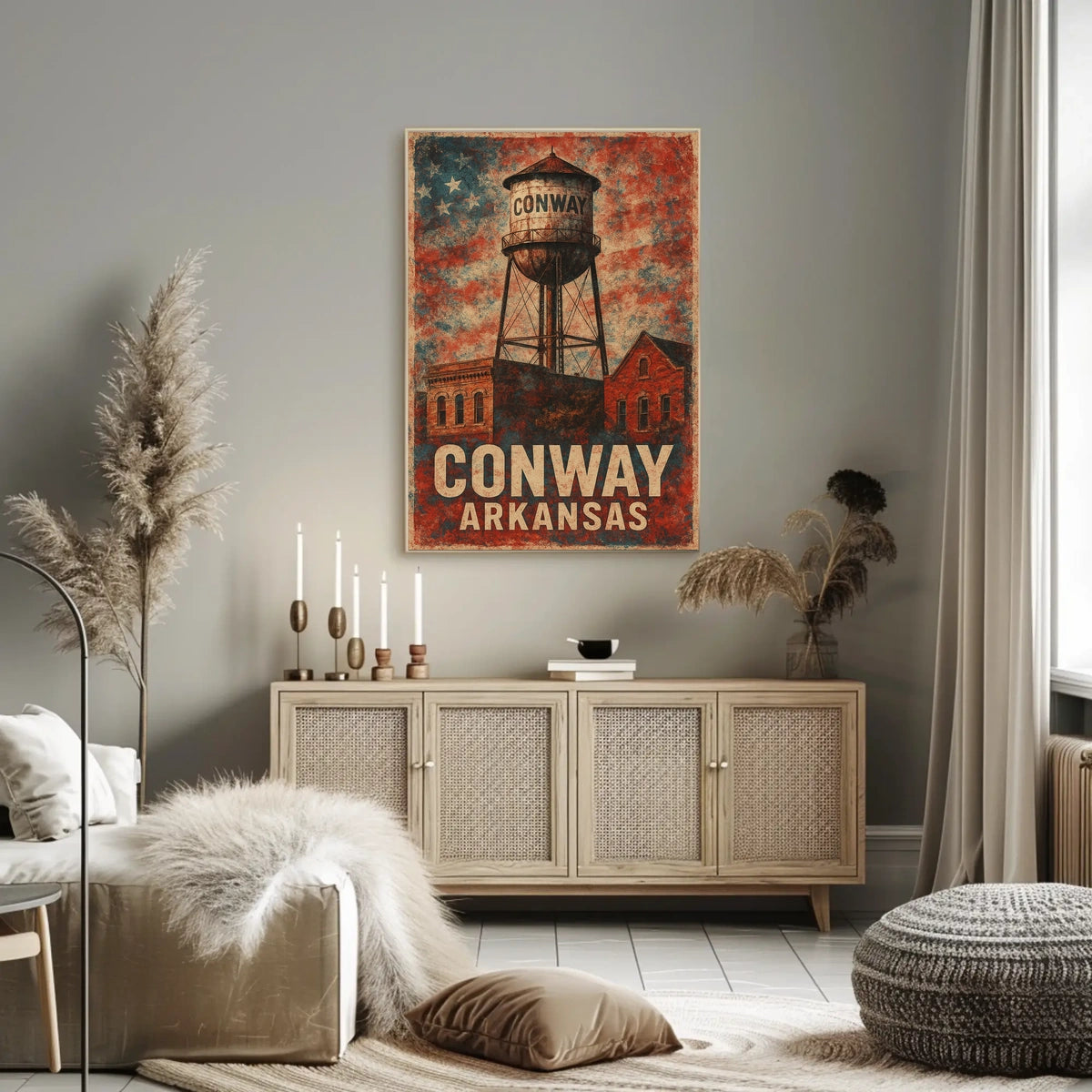 Conway Water Tower Heritage Nostalgia Arkansas Retro Poster