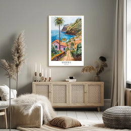 Madeira Coastal Landscape in Watercolor Travel Poster PosterGoat