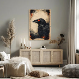Raven with Red Eyes Artistic Animal Poster