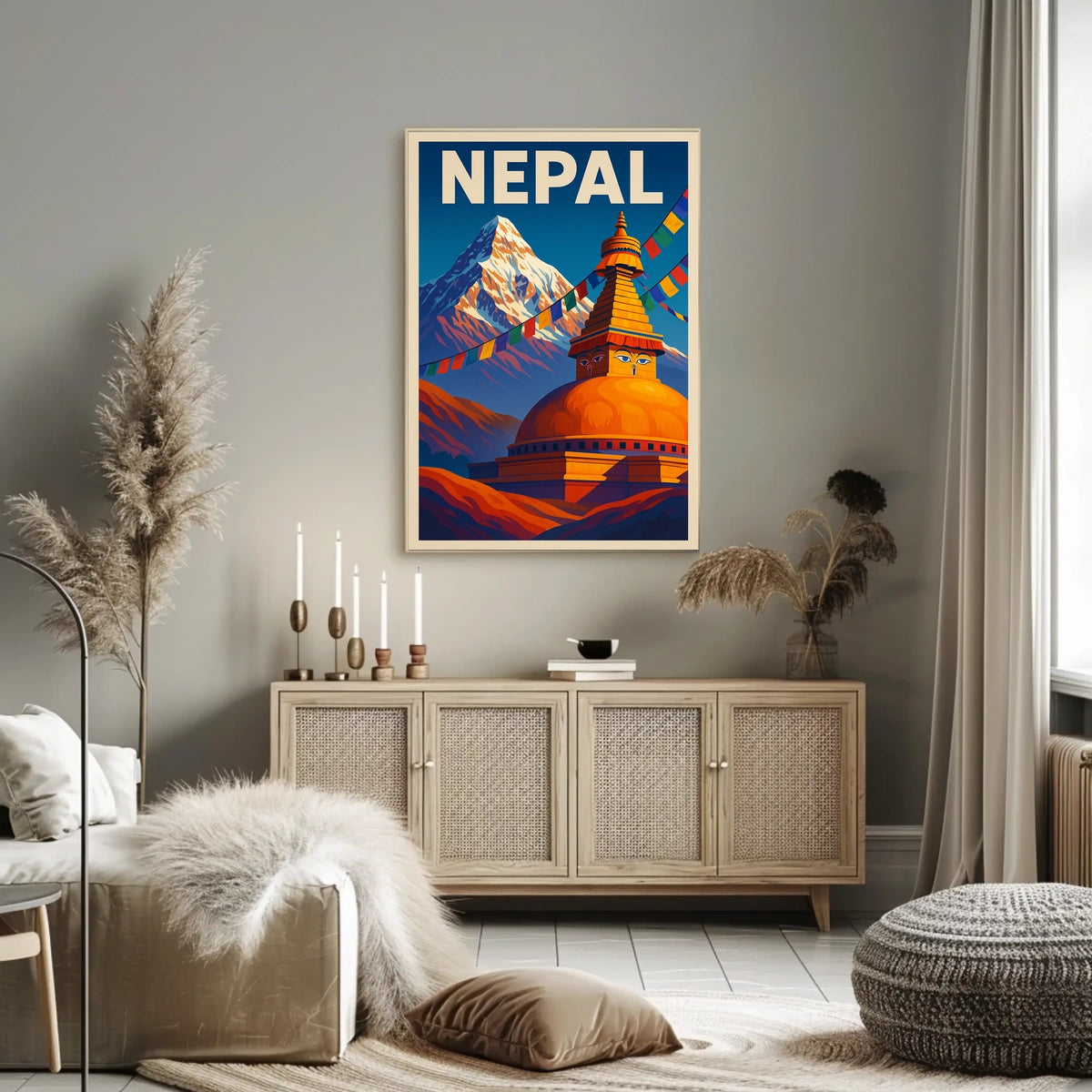 Nepal Land of Mountains and Stupas Poster